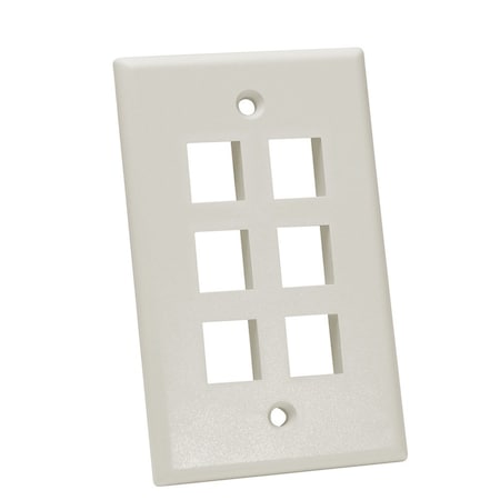 Quest Technology International Keystone Wall Plate, Single-Gang - 6 Ports, Lt Almond NFP-1062